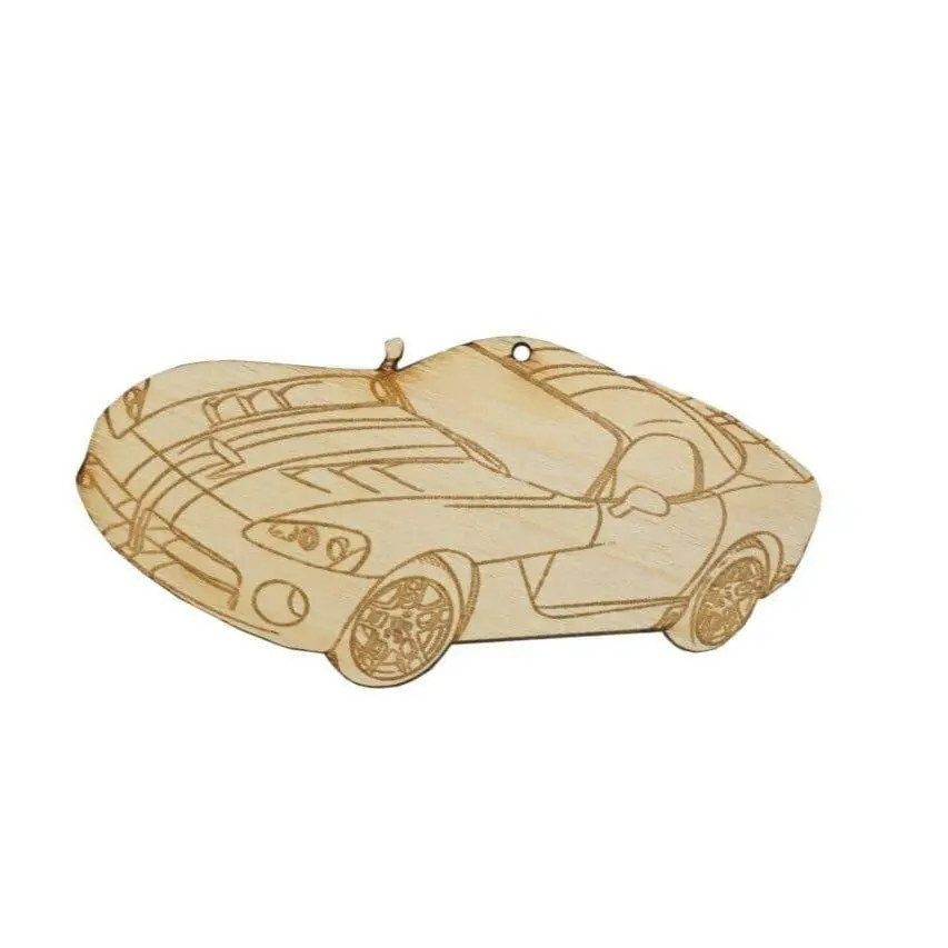 Zspec Laser-Engraved Ornament, Style: Dodge Viper, Birch, ~5-Inch Wide 1