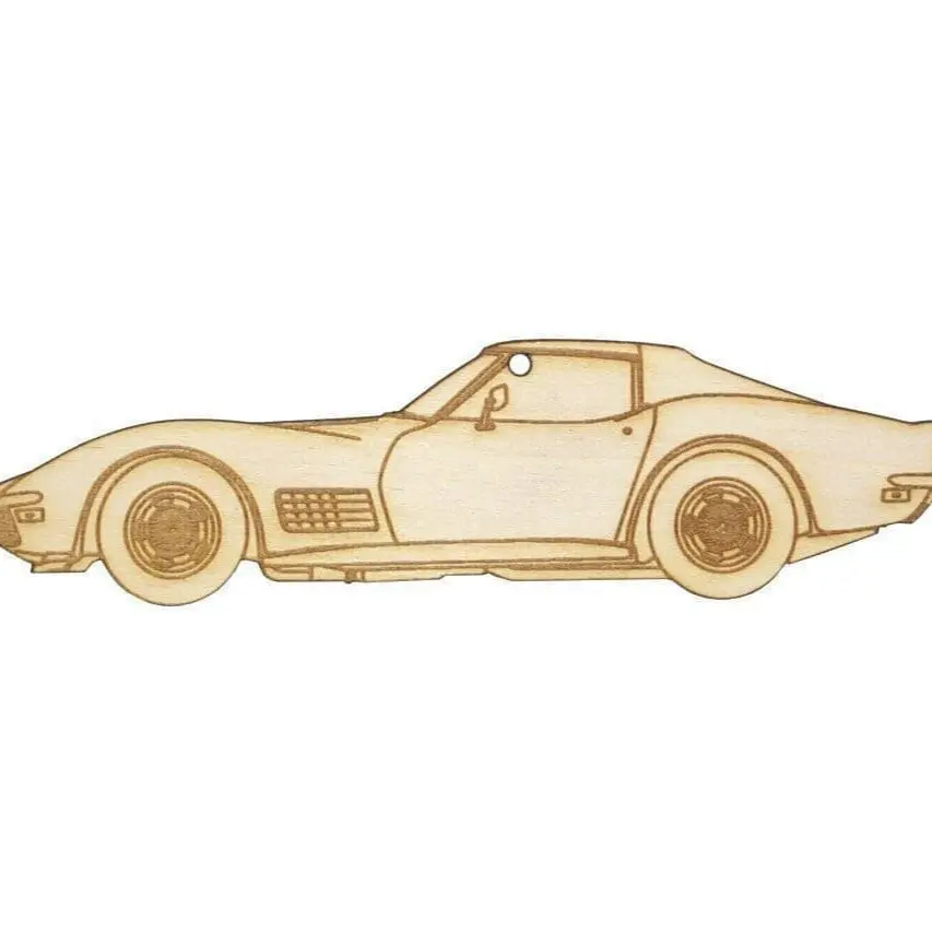 Zspec Laser-Engraved Wood Ornament, Style: Corvette C3, Birch 1