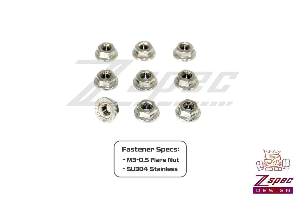 Zspec M3 Metric Flare Nuts, Stainless Sus304, 10-Pack 2