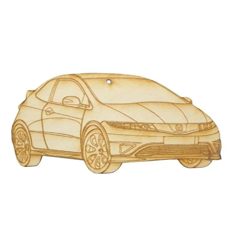 Zspec Laser-Engraved Wood Ornament, Style: Honda Civic, ~5-Inch Wide 1