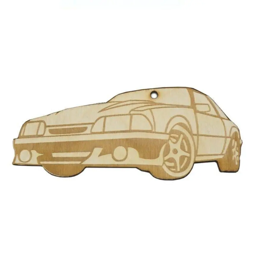Zspec Laser-Engraved Birch Ornament, Style: Ford Mustang Fox-Body, ~5-Inch Wide 1