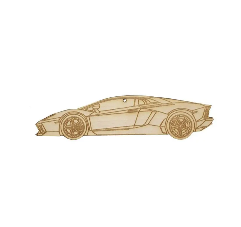 Zspec Laser-Engraved Wood Ornament, Style: Lamborghini Aventador, Birch 1
