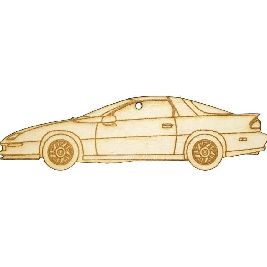 Zspec Laser-Engraved Wood Ornament, Style: Camaro Z28, Birch, ~5" 1