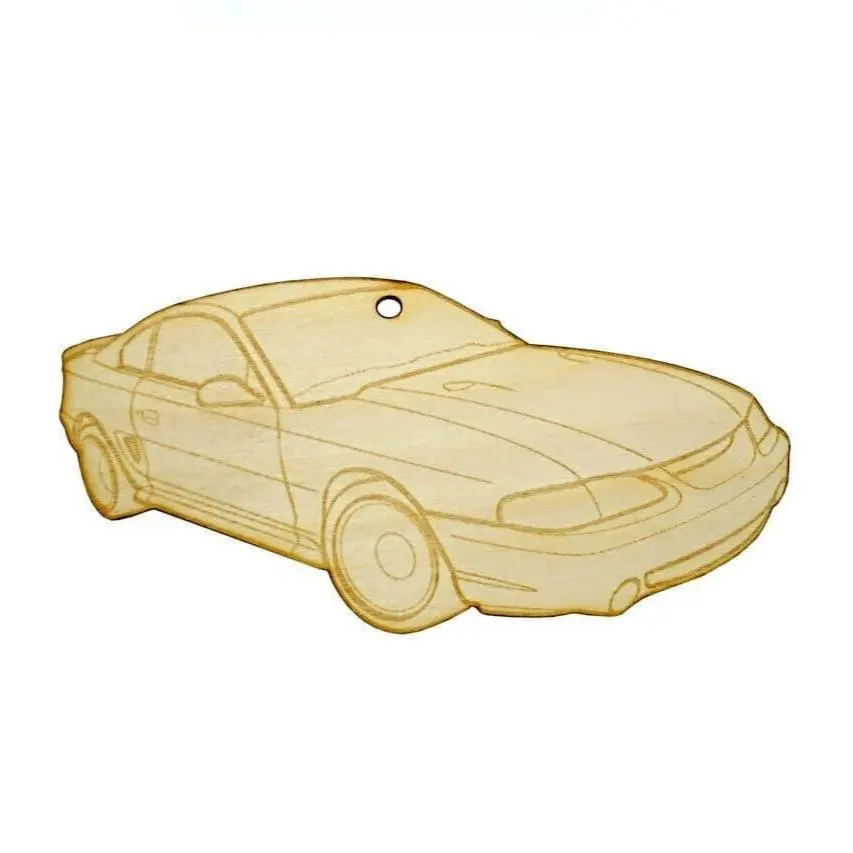 Zspec Laser-Engraved Birch Ornament, Style: Ford Mustang Sn95, ~5-Inch Wide 1