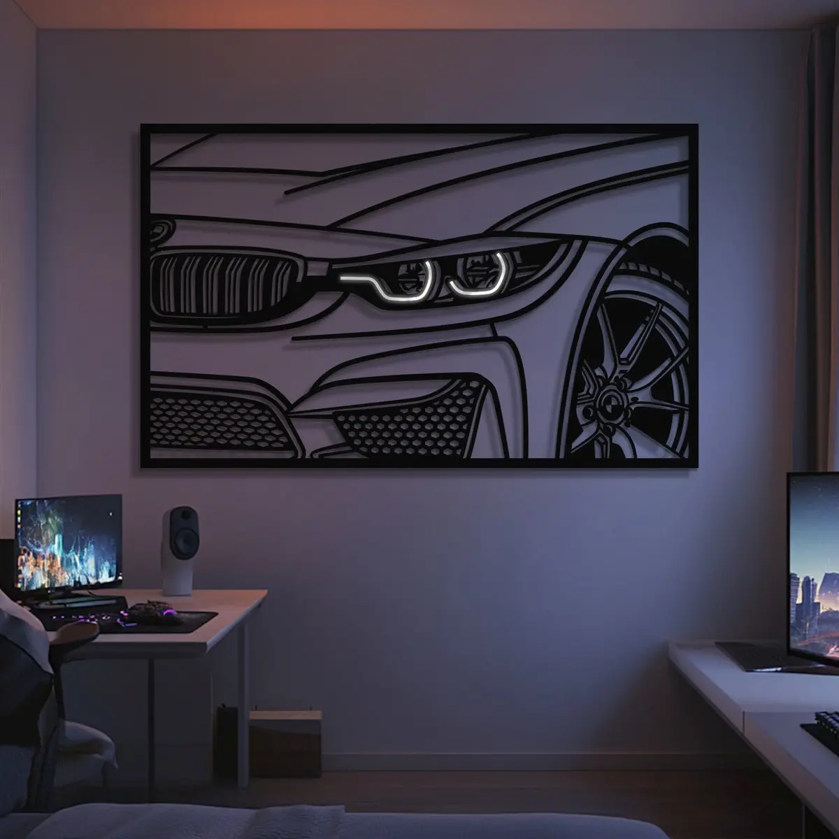 F82 M4 Apex Front View Metal Neon Frame Wall Art - Mt1478 1