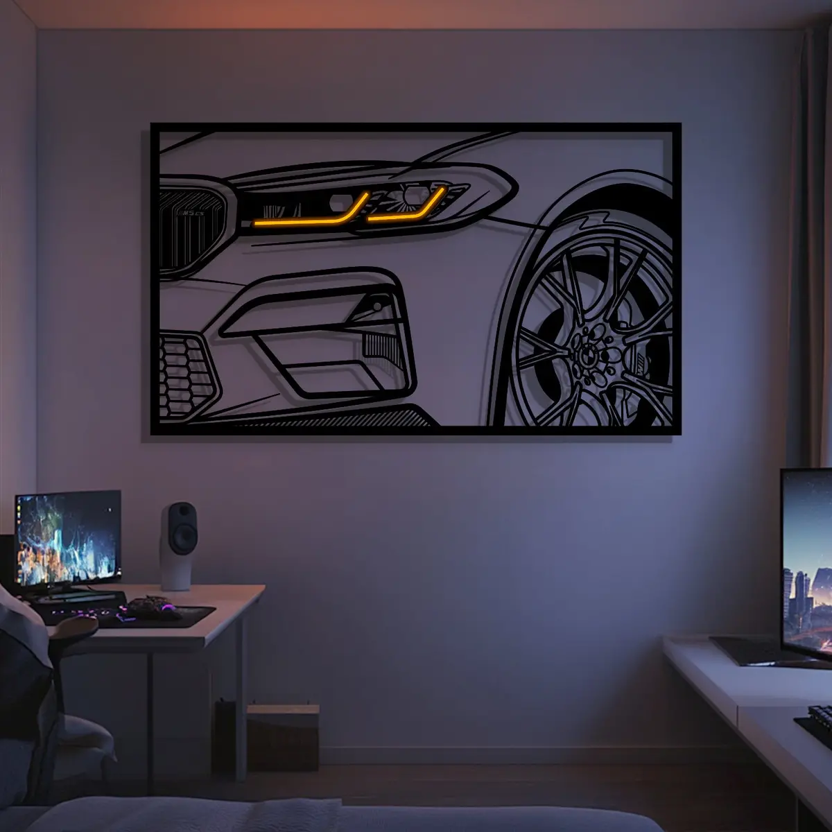 M5 F90 Cs Apex Front View Metal Neon Frame Wall Art - Mt1483 1
