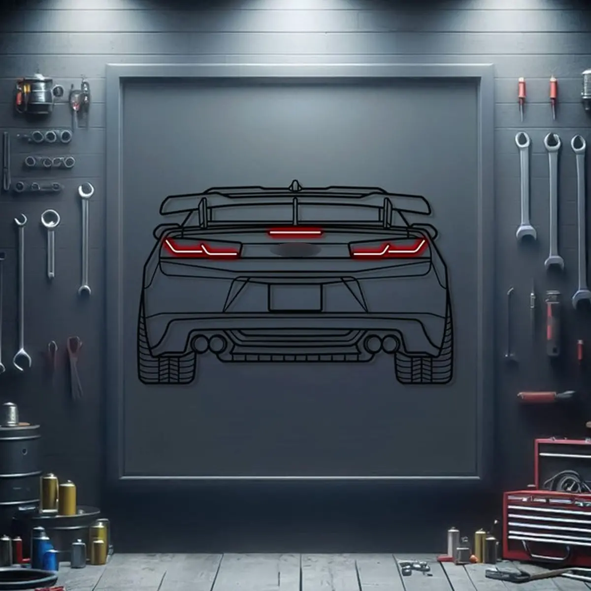 Camaro Back View Metal Neon Car Wall Art - Mtn0073 1