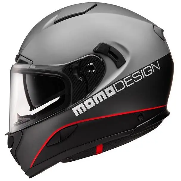 Casco Moto  Integrale Momo Design Hornet Grigio Asfalto Rosso Nero 1