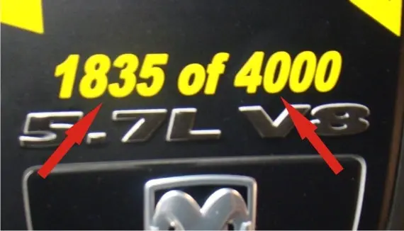Limited Edition Numbering - Dodge Charger 1