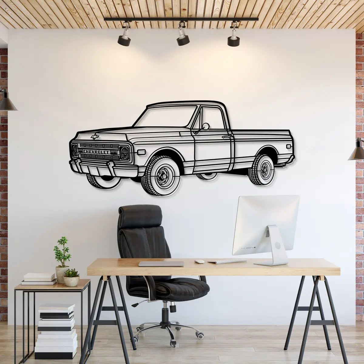 1968 C10 Perspective Metal Car Wall Art - Mt1249 1