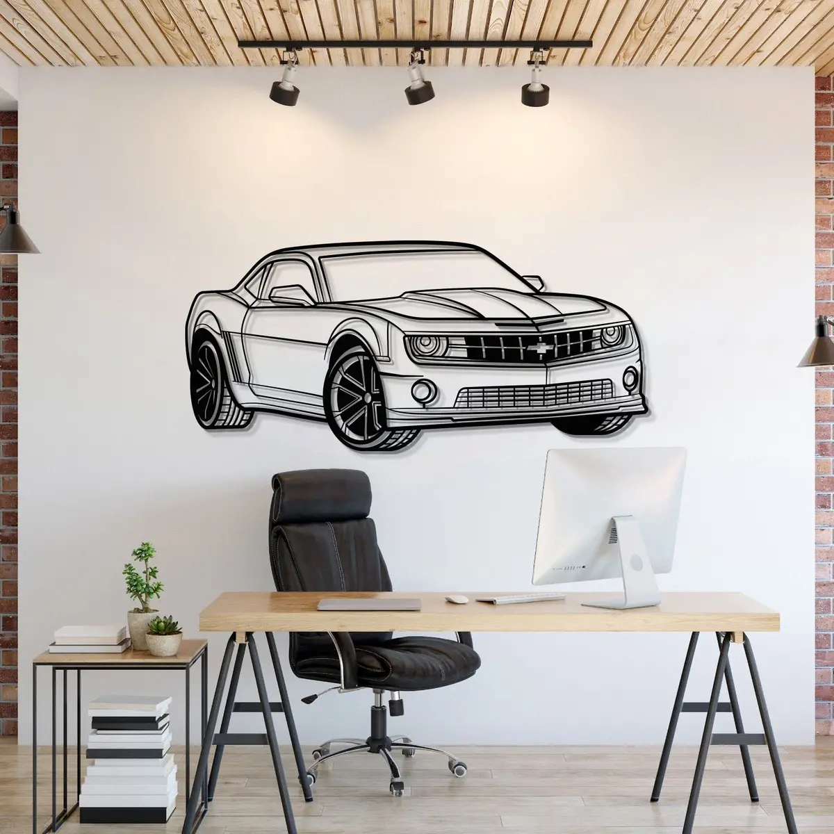 Camaro Ss Perspective Metal Car Wall Art - Mt0433 1
