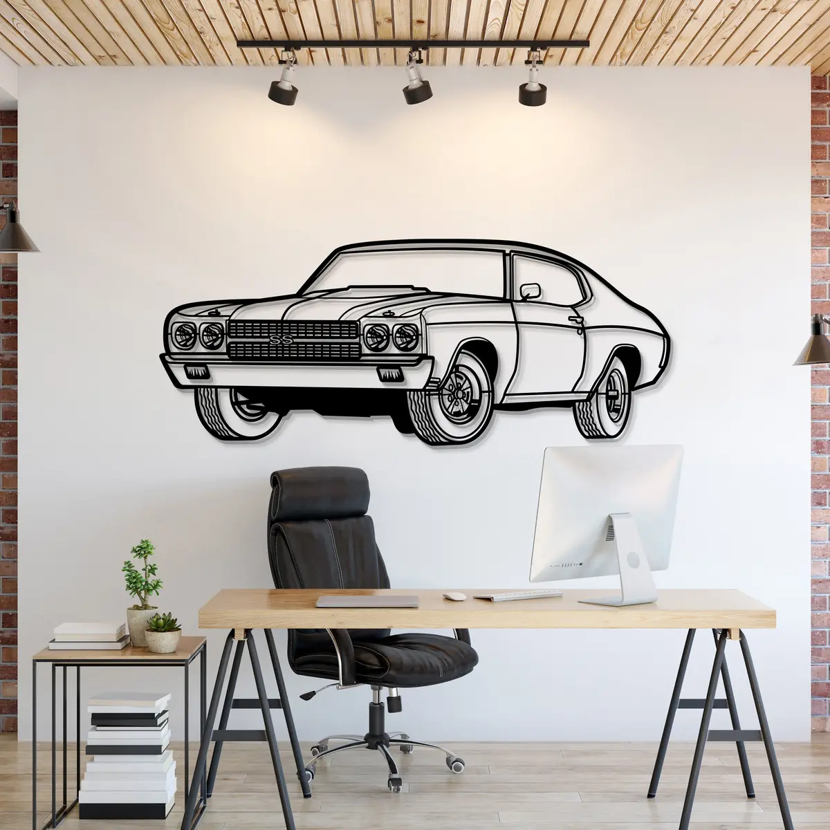 1970 Chevelle Ss Perspective Metal Car Wall Art - Mt1251 1