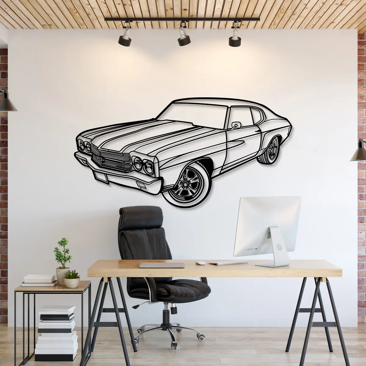 1970 Chevelle Ss Perspective Metal Car Wall Art - Mt1252 1