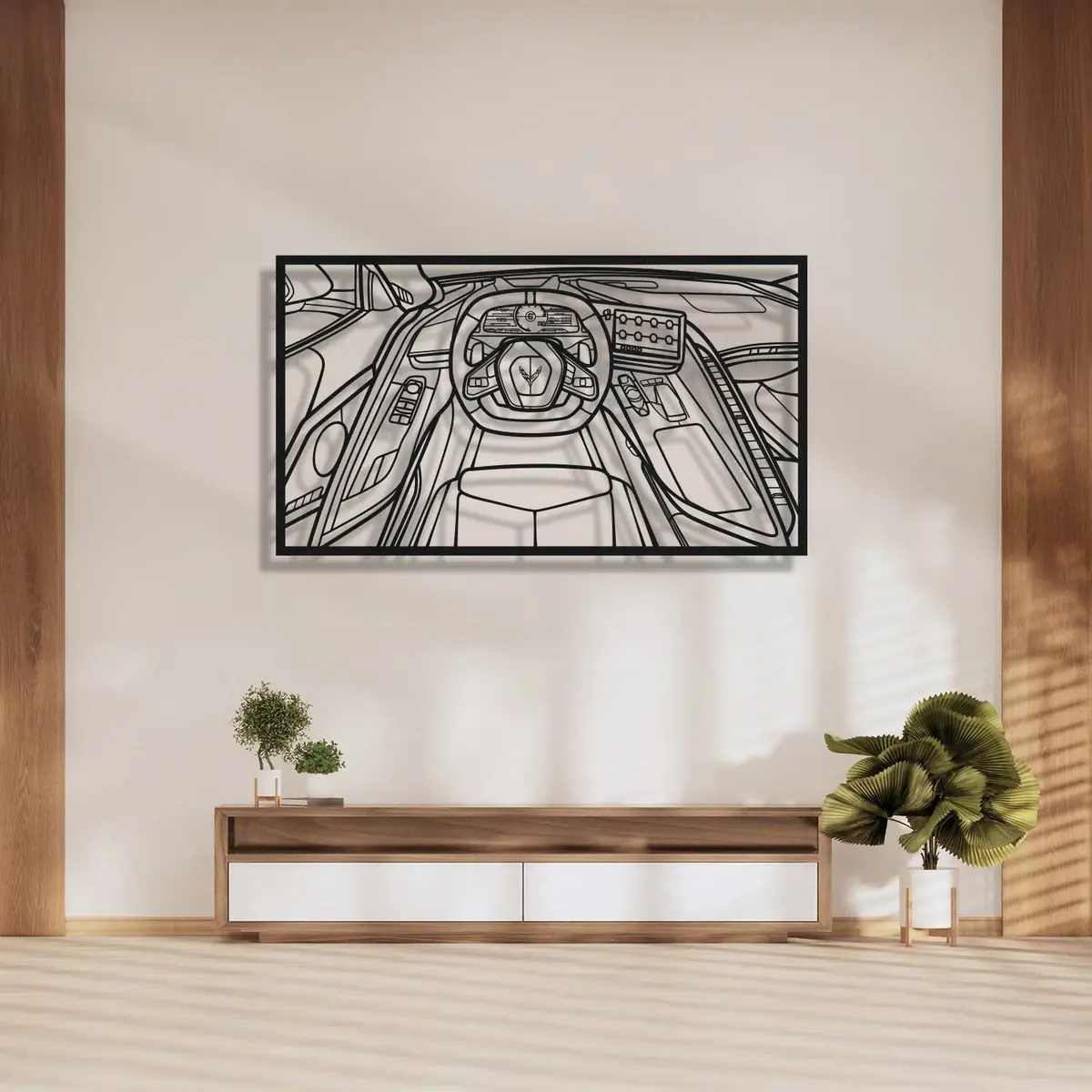 Corvette C8 Driver's Cockpit Metal Frame Wall Art - Mt1467 1