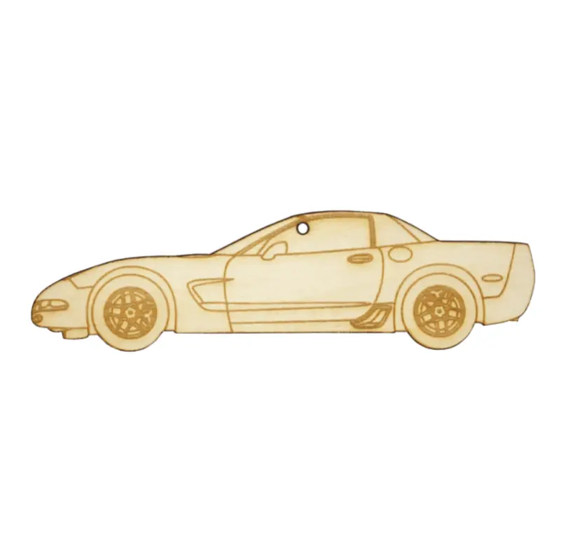 Zspec Laser-Engraved Wood Ornament, Style: Corvette C5 Z06, Birch 1
