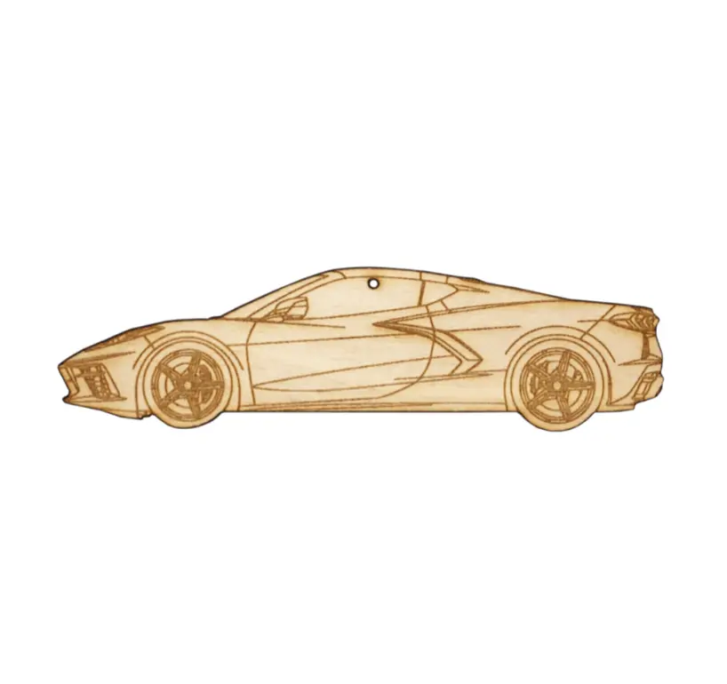 Zspec Laser-Engraved Wood Ornament, Style: Corvette C8, Birch 1