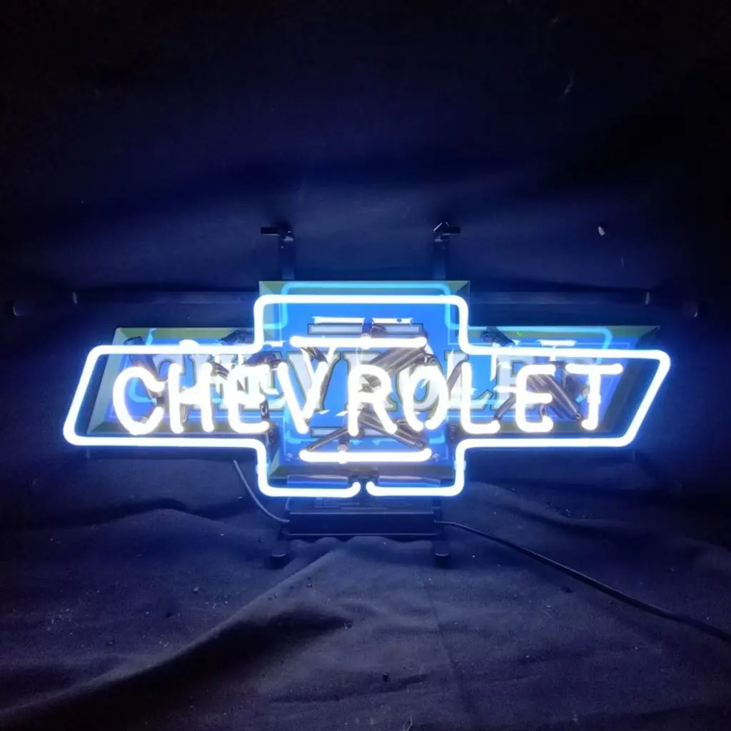 Chevrolet Font Classic Bowtie Logo Neon Signs 1