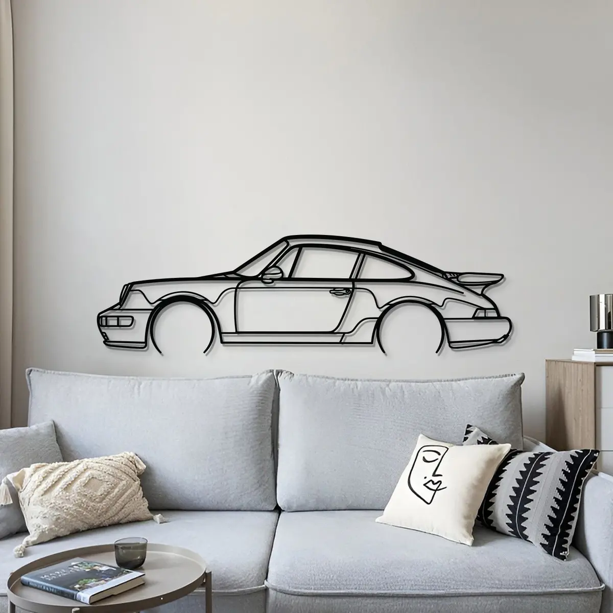 911 Turbo Model 964 Detailed Metal Car Wall Art - Mt0873 4