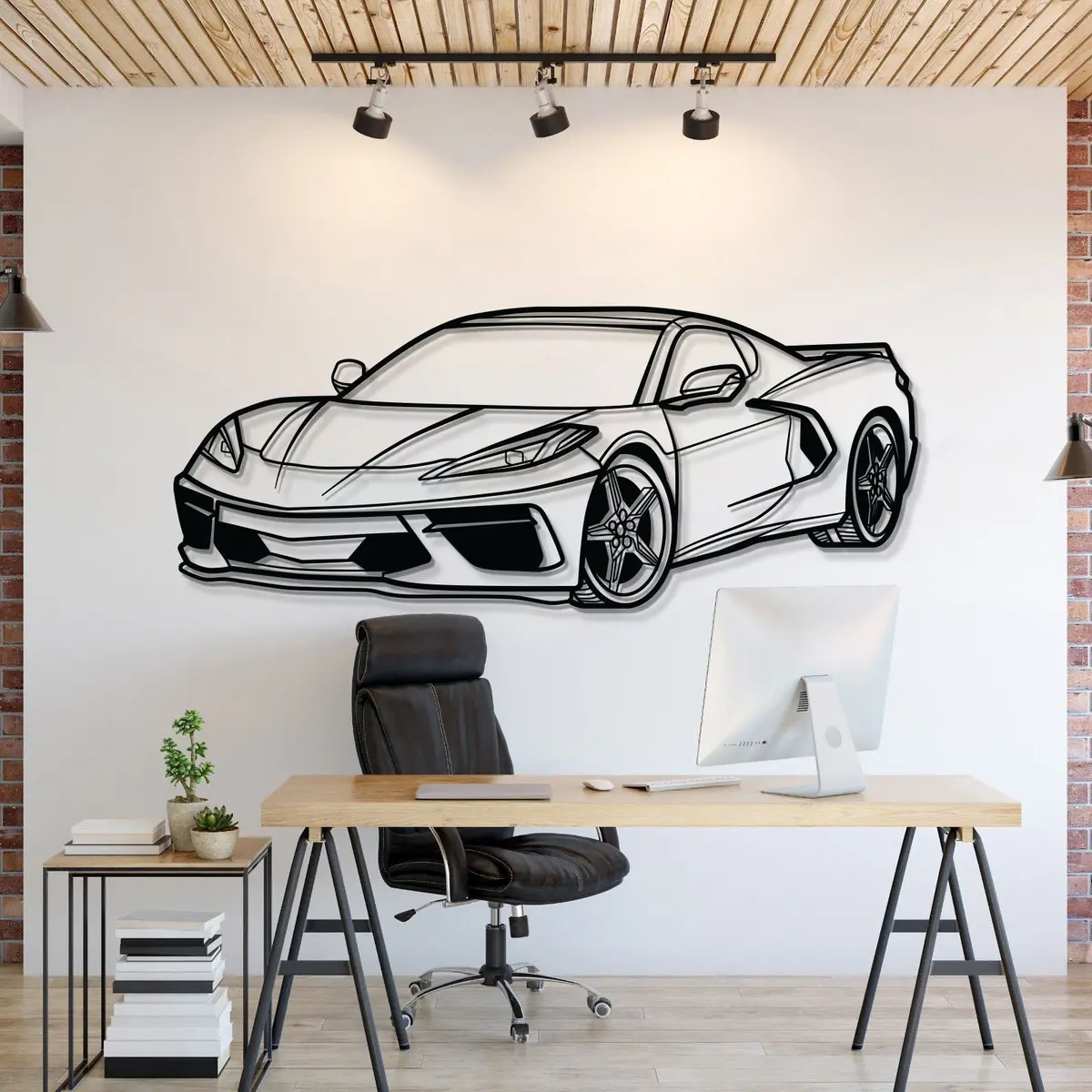 Corvette C8 Perspective Metal Car Wall Art - Mt1125 1