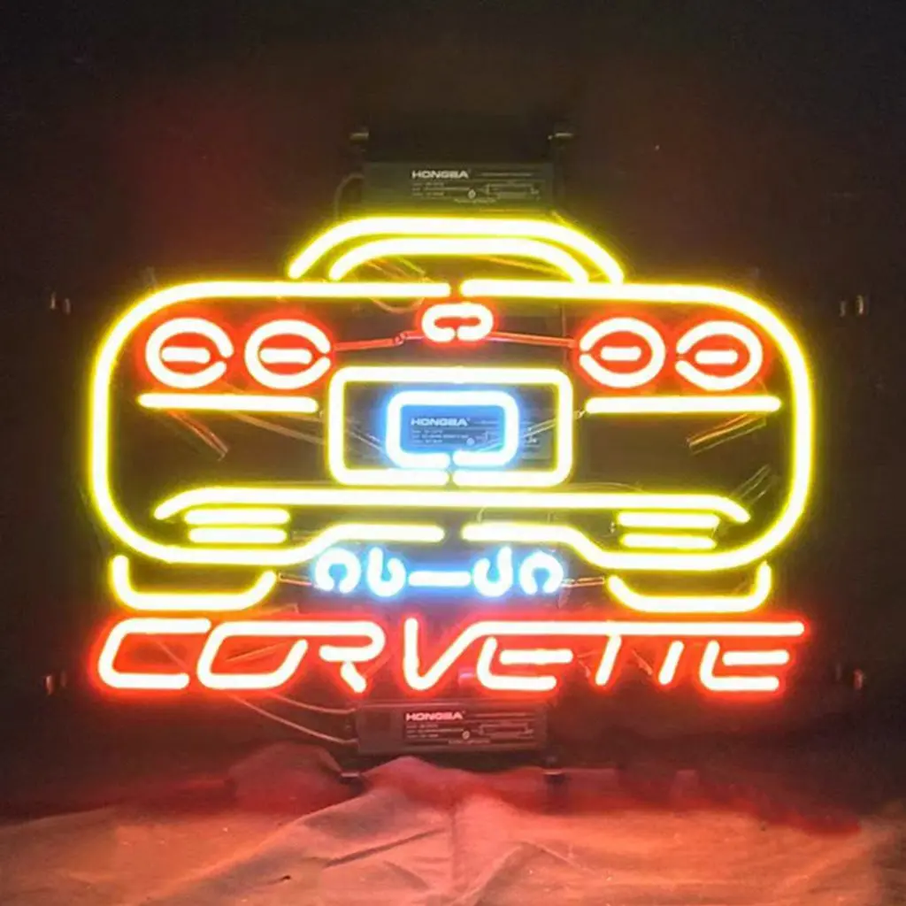 Yellow Corvette Auto Car Neon Signs Light 1
