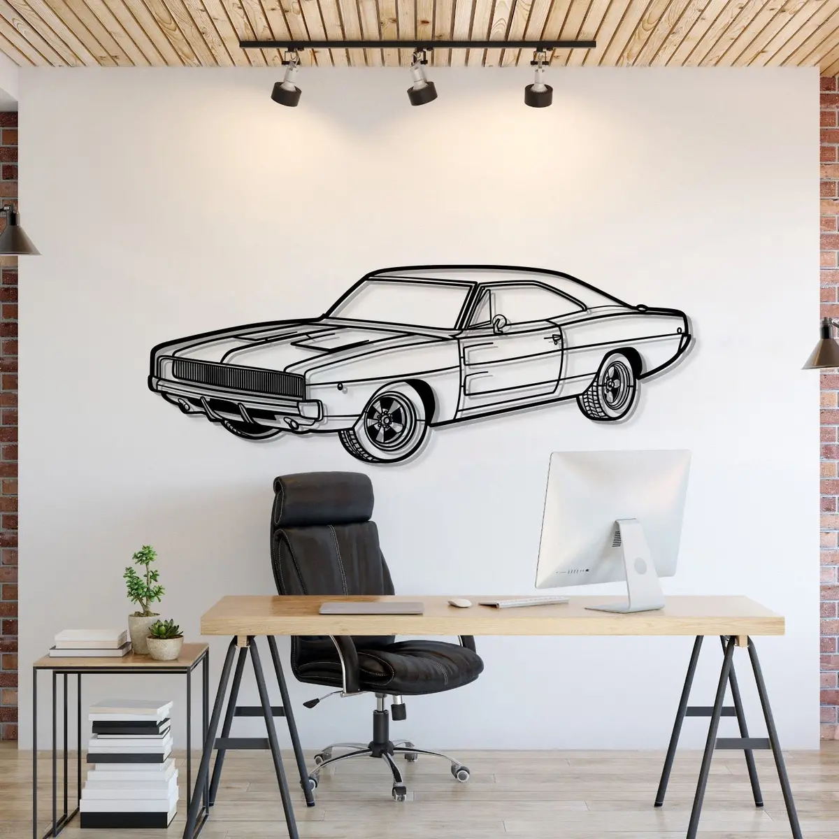 1968 Charger R-T Perspective Metal Car Wall Art - Mt1259 1