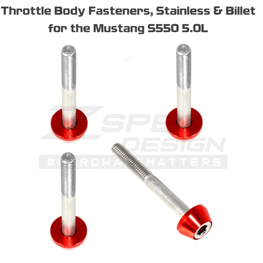Zspec Throttle Body Fastener Kit For '05-14 Mustang S197 & '15-21 S550 V8 Models, Stainless & Billet 4