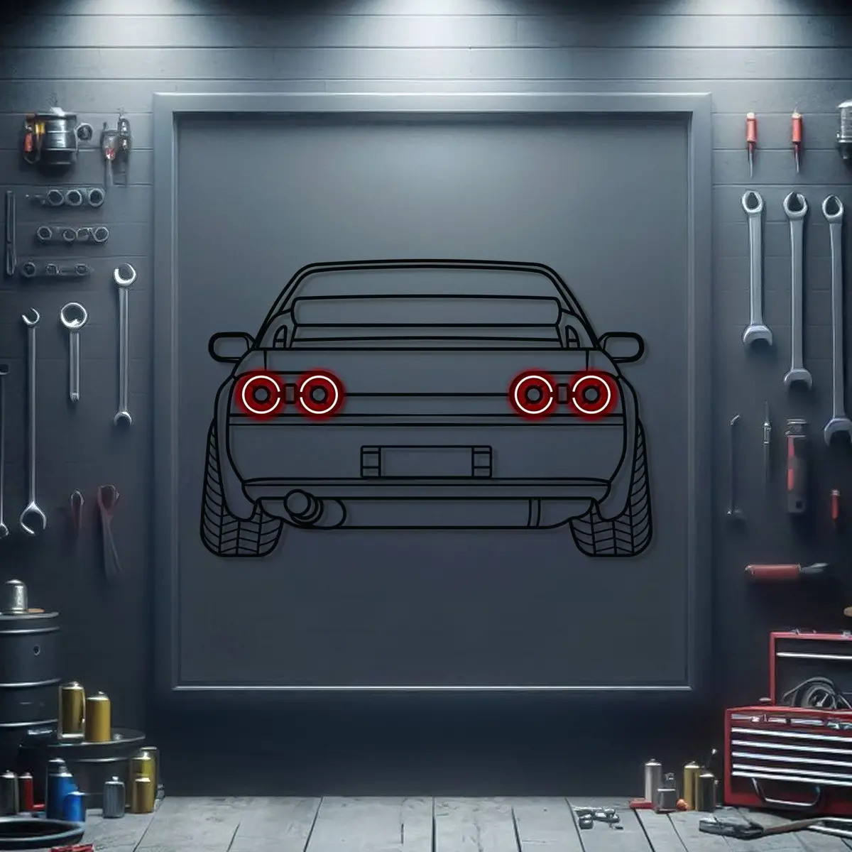 Gt-R R32 Back View Metal Neon Car Wall Art - Mtn0094 1