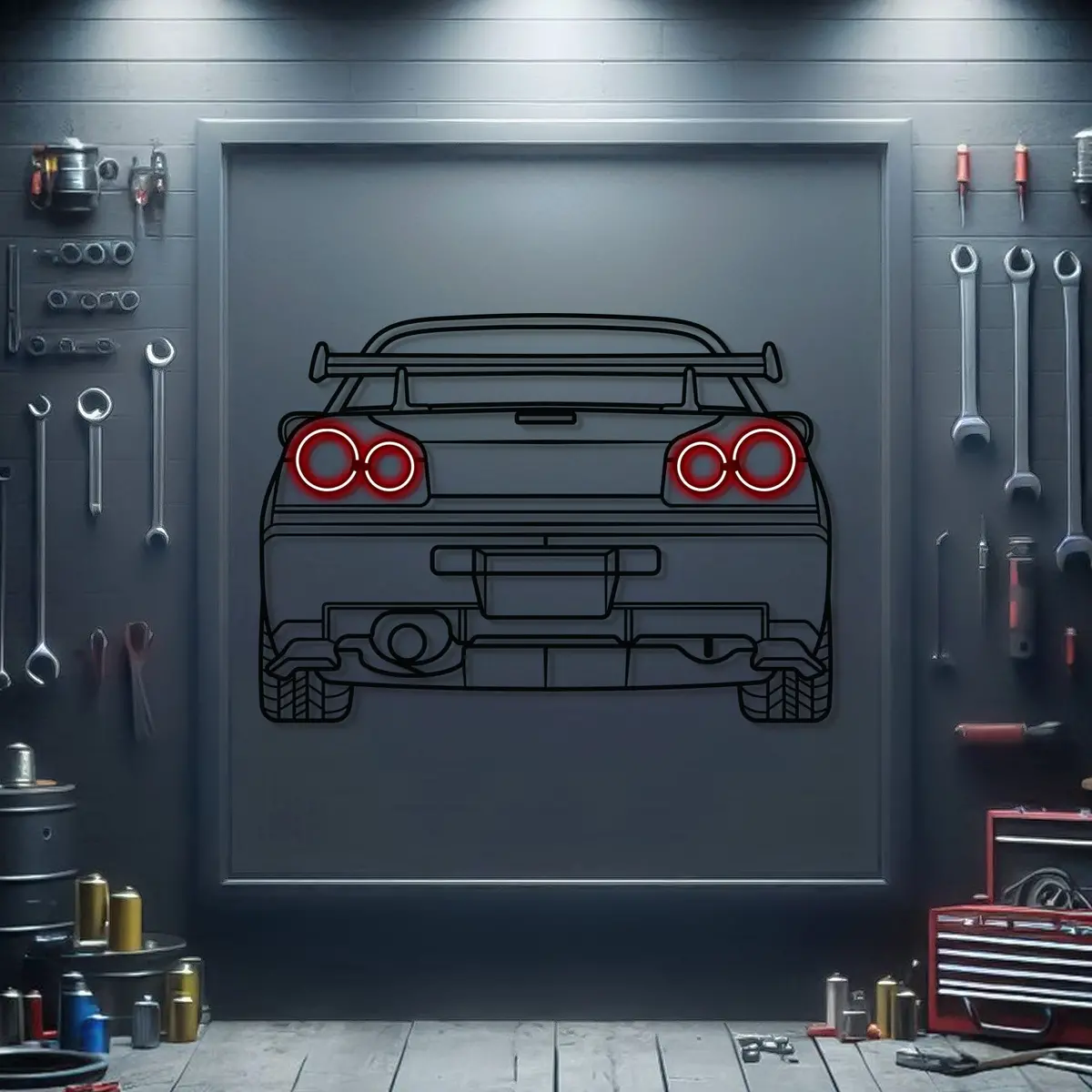 Gt-R R34 Back View Metal Neon Car Wall Art - Mtn0095 1