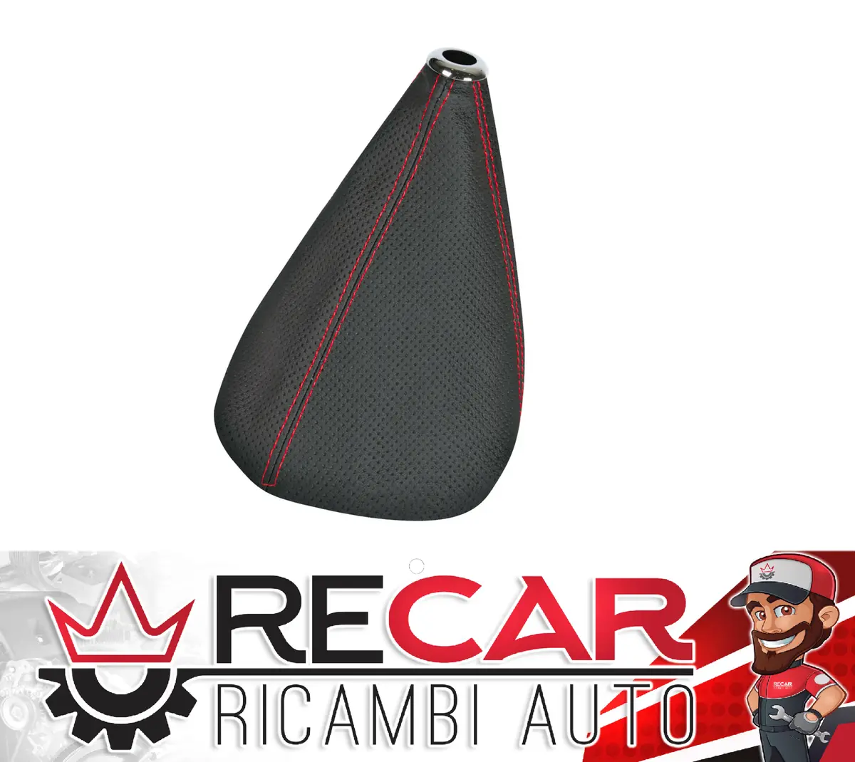 05046 Premium Sport, Cuffia Leva Cambio In Pelle Perforata - Nero/Rosso 1