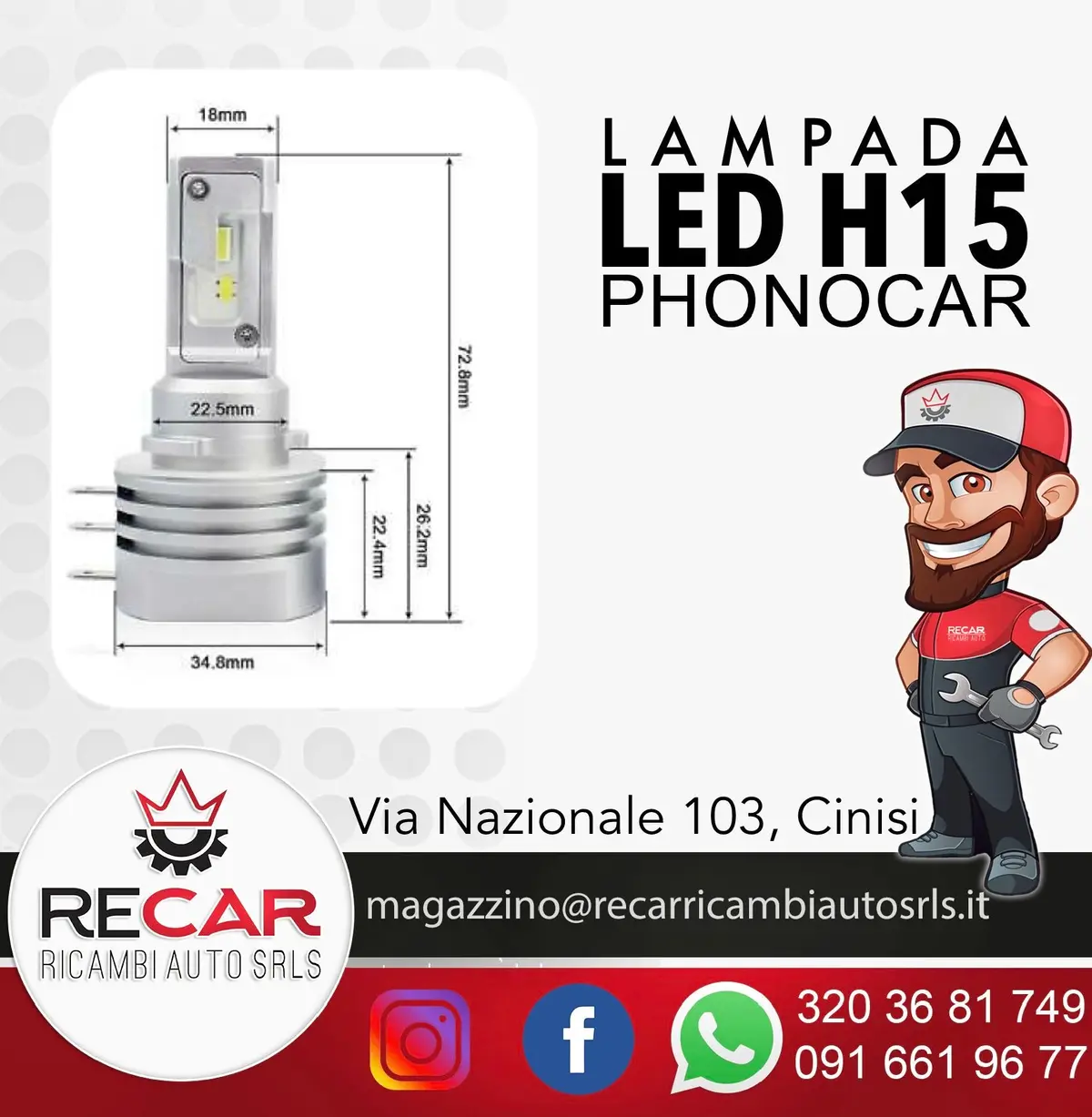 Coppia Led  Phonocar 07555 H15 1