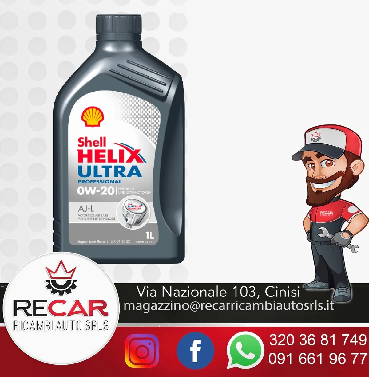 Olio Motore 0W20 Shell Helix Ultra Professional Aj-L Per Motore Ibrido E Benzina 1Lt 1