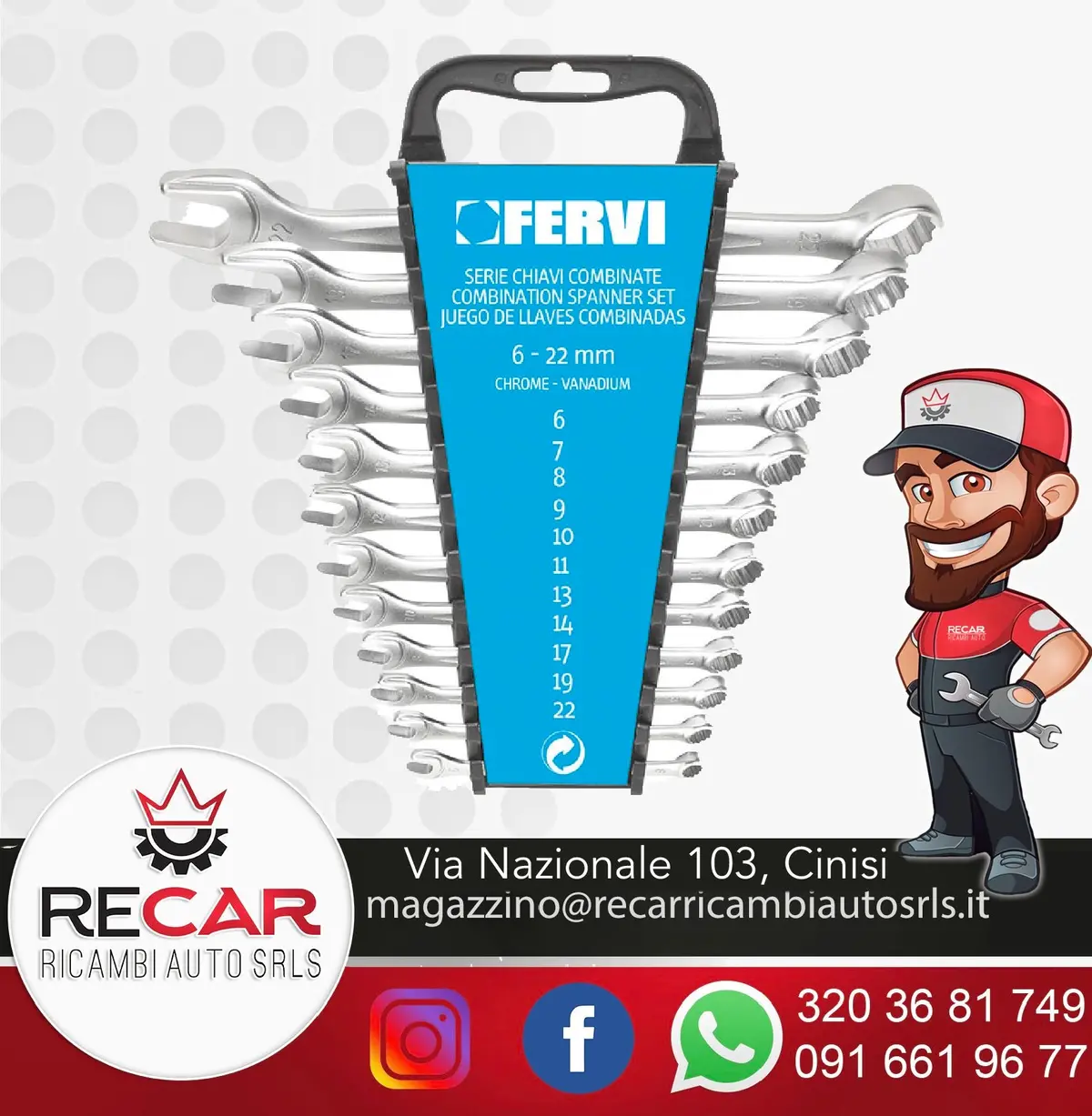 Serie Chiavi Combinate Satinate Fervi 1
