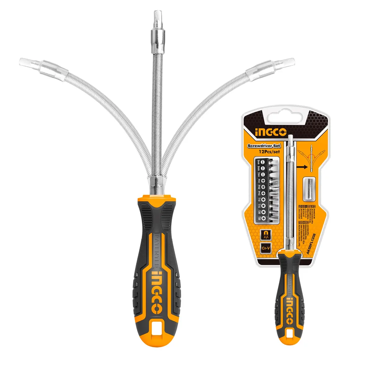 Destornillador De Eje Flexible Adaptador Broca 4-6 Mm 12 Piezas | Ingco 1