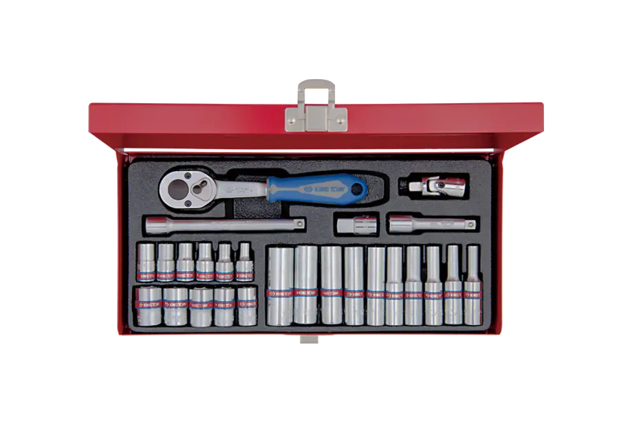 Juego De Socket 1/4" Largo Y Corto 5/32"-1/2" 6 Puntas 26 Piezas | King Tony 1