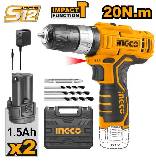 Taladro/Drill Percutor 0.8-10 Mm 12V Con Maletín | Ingco 1