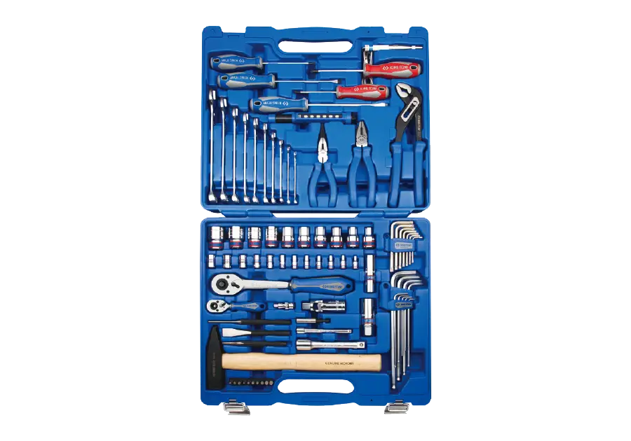 Juego De Socket Métrico 1/4" + 1/2" Y Herramientas 81 Piezas Mango Madera | King Tony 1
