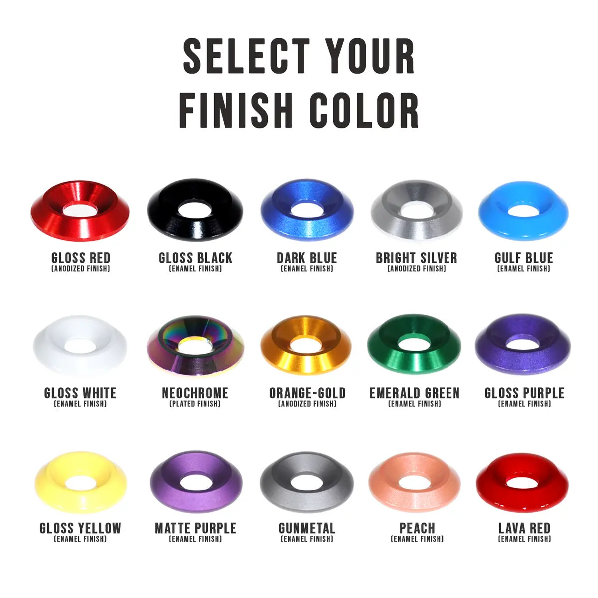 Zspec M5x20mm Coarse Fasteners W/Colored Washers, 10-Pack 2