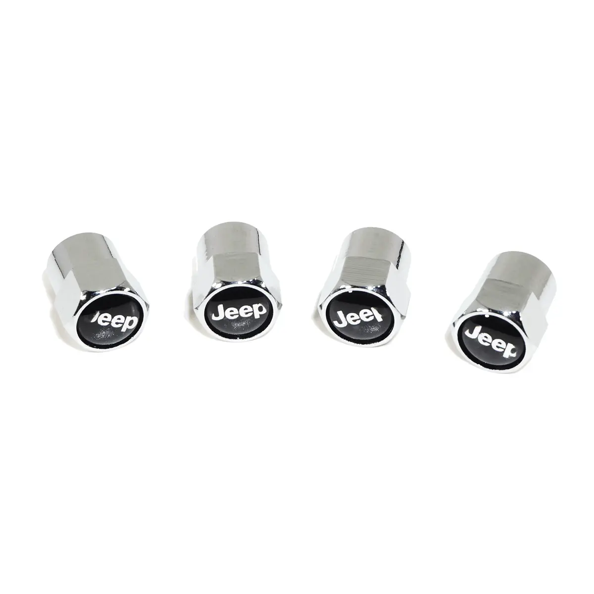 Chrome Valve Stem Tire Caps, Style: Jeep (Wrangler Compass Patriot Wagoneer) 1
