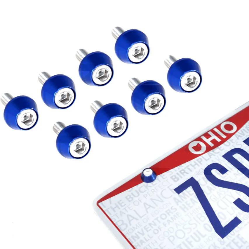 Zspec License Plate Bolts, Shsc M6x20 W/Washers, Stainless & Billet, 8-Pack 1