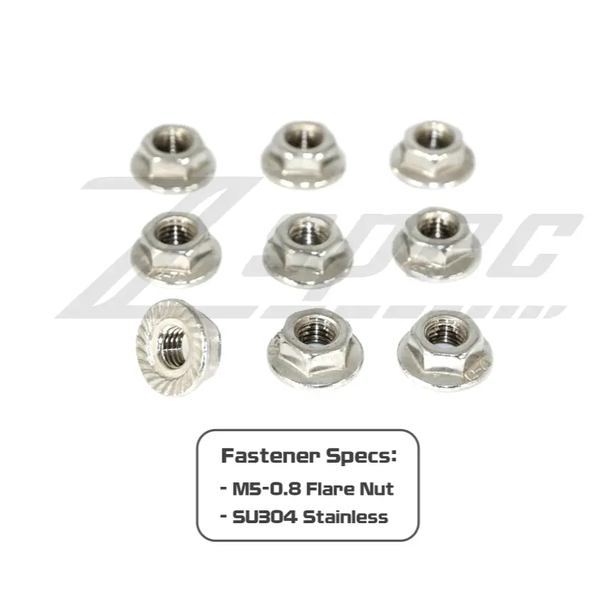 Zspec M5 Metric Flare Nuts, Sus304 Stainless Steel, 10-Pack 2