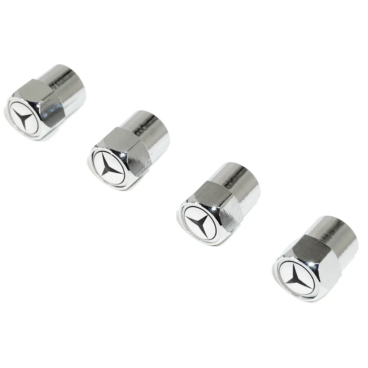 Chrome Valve Stem Tire Caps, Style: Mercedes 1