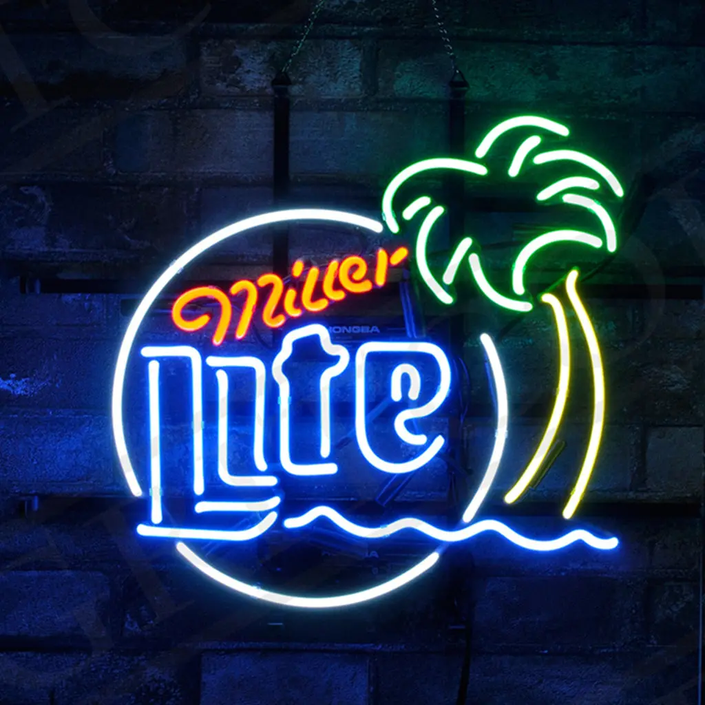 Miller Lite Palm Tree Sun Neon Signs Light 1