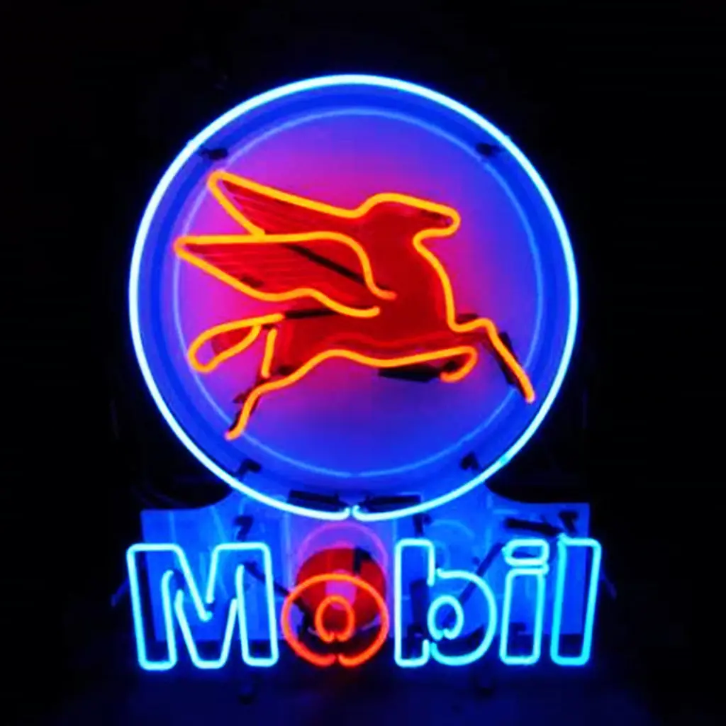 Mobil Gas Oil Flying Horse Neon Signs Light 1