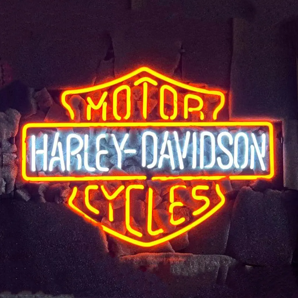 Orange Motorcycle Harley Davidson Neon Signs Light 1