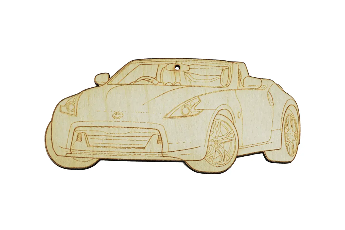 Zspec Laser-Engraved Wood Ornament, Style: Nissan 370Z Roadster, Birch 1