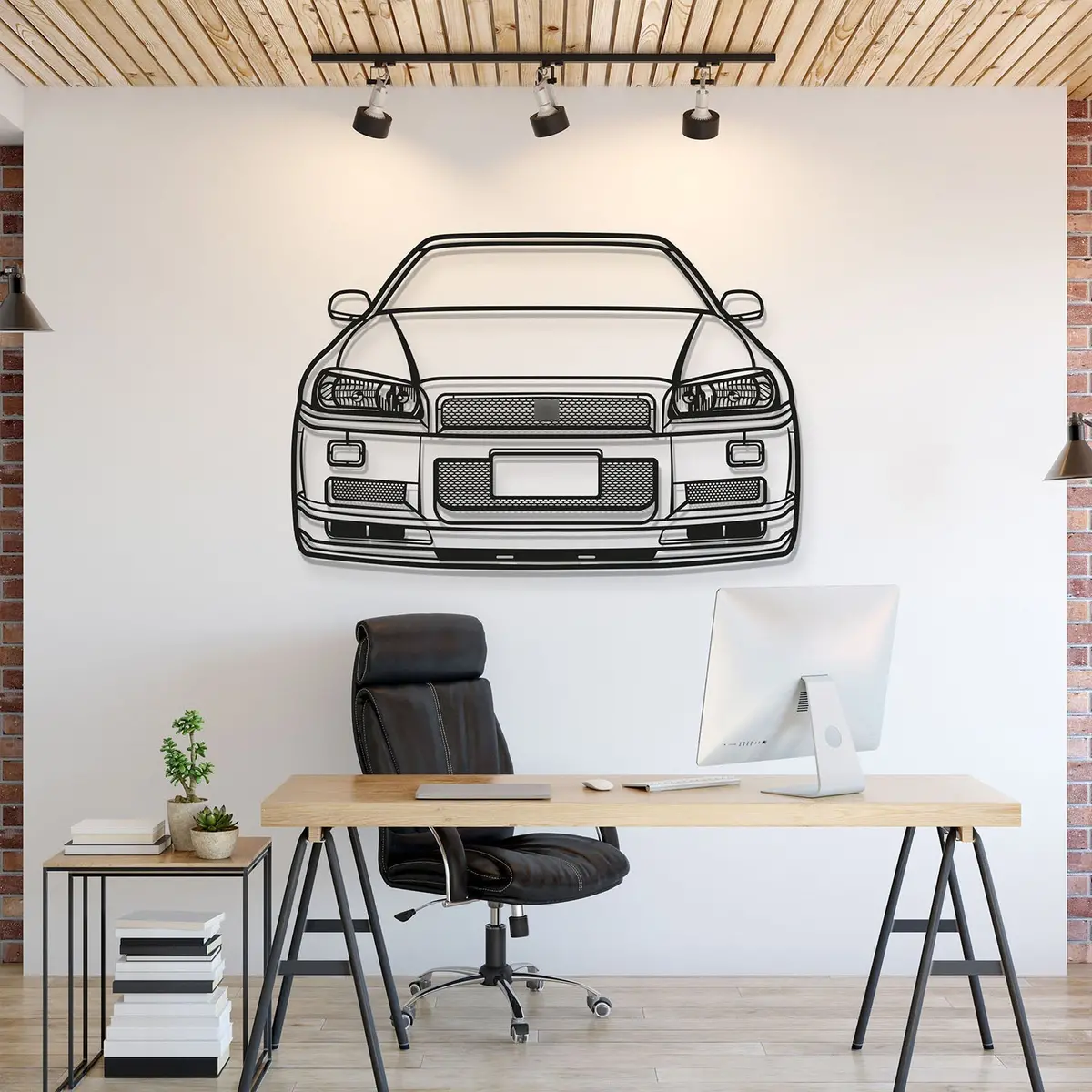 Skyline Gt-R R34 Front View Metal Car Wall Art - Mt1363 1