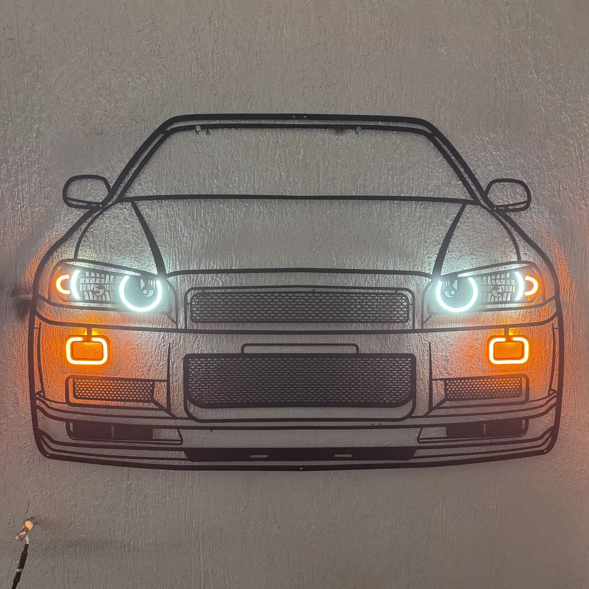 Gt-R R34 Front View Metal Neon Car Wall Art - Mtn0092 2
