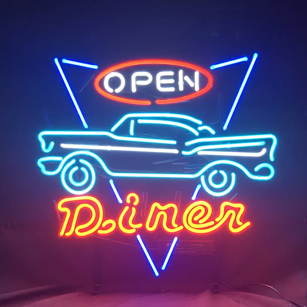 Open Diner Car Motel Neon Signs Light 1