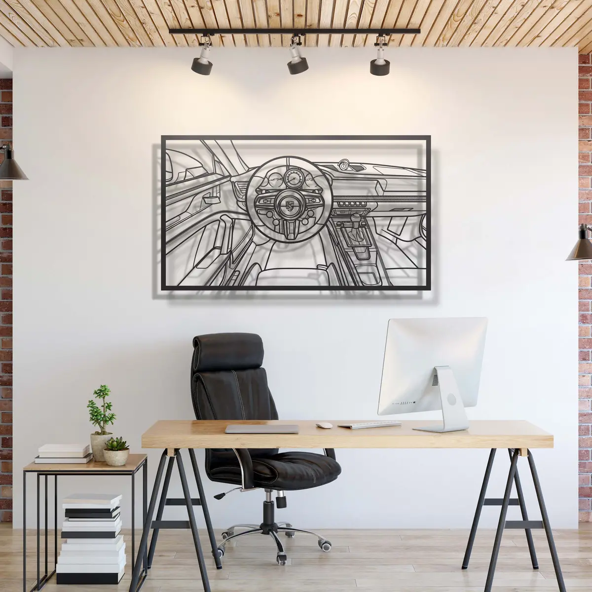 911 Gt3 992 Driver's Cockpit Metal Frame Wall Art - Mt1470 2