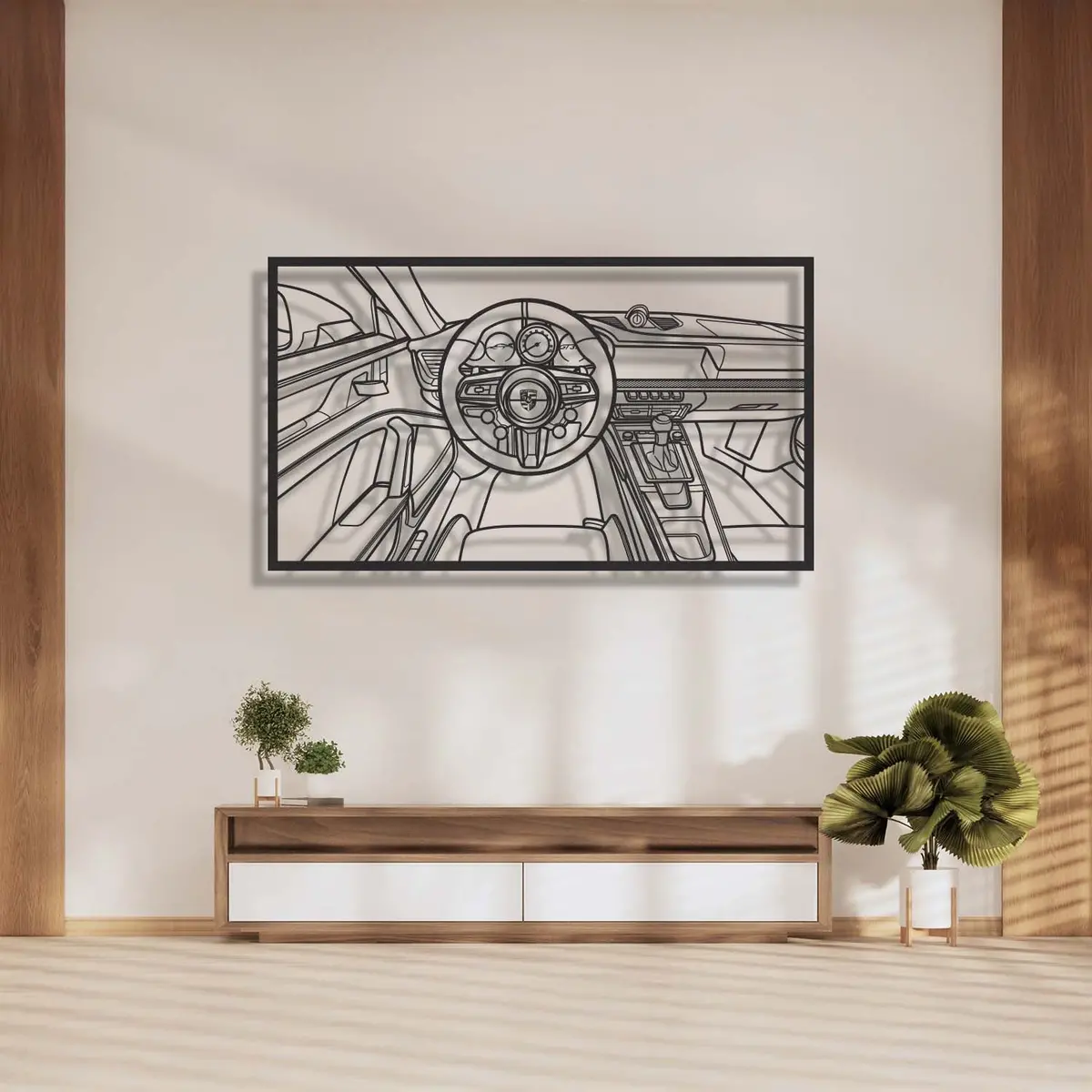 911 Gt3 992 Driver's Cockpit Metal Frame Wall Art - Mt1470 1